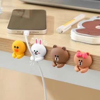 【最低價秒出貨】 LINE FRIENDS 集線器 理線器 固線器 充電線收納 數據線收納 掛鉤 掛勾 桌面收納 熊大