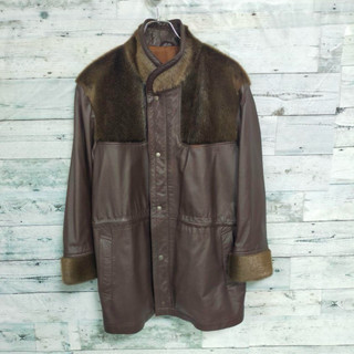 LambSkin 日本製 小羊皮皮毛排扣拉鍊翻領夾克 皮衣外套