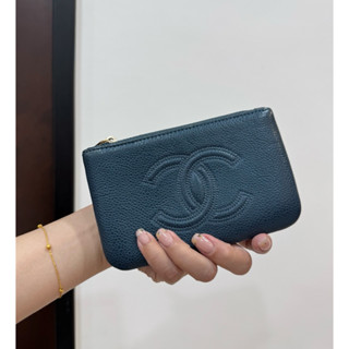 CHANEL 香奈兒 ㄧ字拉 卡夾 卡包 皮夾 皮夾 零錢包 錢包 信用卡卡夾
