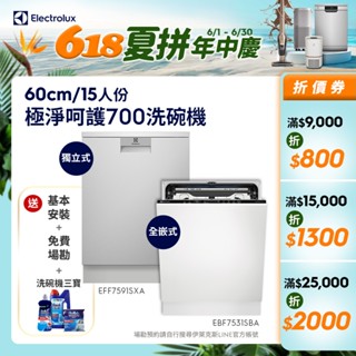 Electrolux 伊萊克斯 極淨呵護700 全嵌式/獨立式 洗碗機 (EBF7531SBA/EFF7591SXA )