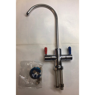岱順水電材料}~[水龍頭] RO 逆滲透 過濾水 飲水機 2分 冷熱 雙把手 單孔 立式水龍頭 立栓 陶瓷鵝