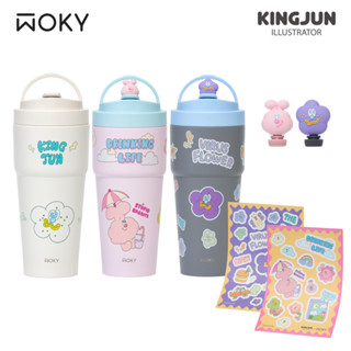【WOKY X KINGJUN】聯名系列-渾圓杯770ml (附矽膠粗吸管+彈跳粗吸管)