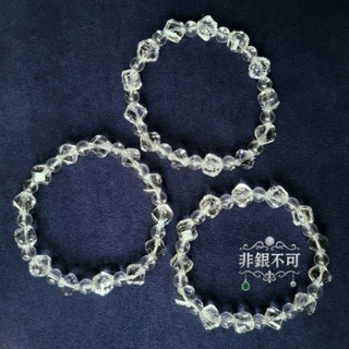 【非銀不可】白水晶鑽切方糖手串／天然水晶7.5mm・DIY素材淨化能量飾品