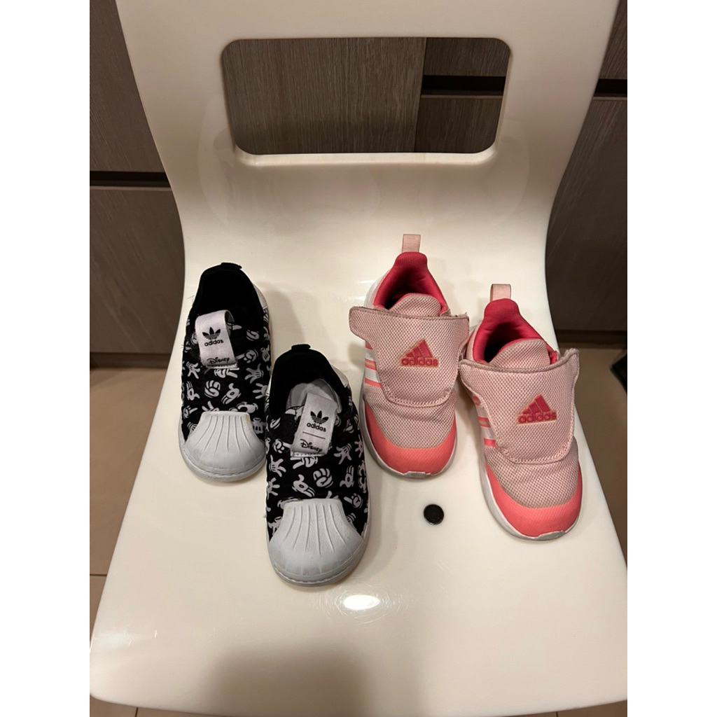 adidas 15碼女寶二手童鞋 兩雙合售