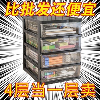 透明辦公桌麵收納盒抽屜式化妝品收納櫃桌上學生宿捨檔案雜物盒子