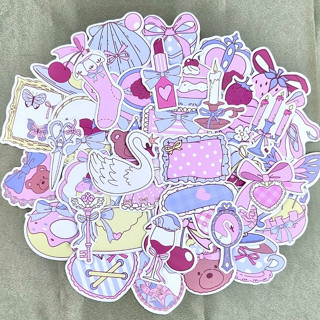 『現貨』🥀 "50張" INS 粉色芭蕾風 少女風 防水貼紙 手帳貼紙 行李箱貼紙 手機貼