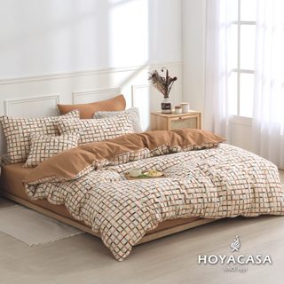 HOYACASA 精梳棉兩用被床包組(天絲入棉30%)｜綺格幻境｜(單人/雙人/加大)