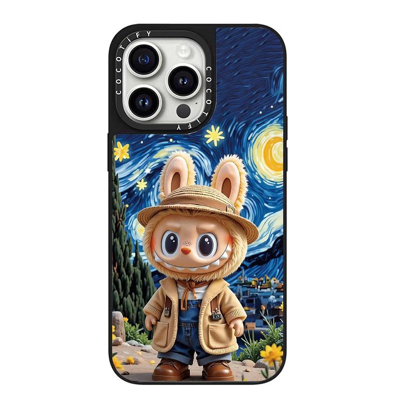 梵高labubu手機殼 iPhone16Pro手機殼 蘋果15Pro防摔殼i14保護殼i13硬殼i12