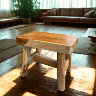 【自然屋精品】天然柚木椅 手工木椅 長方椅 休閒椅 穿鞋椅 創意實木家具 進口柚木實木椅 工藝設計 手工打造 多用途椅