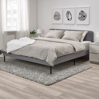 北歐工業LOFT風格經典IKEA宜家SLATTUM雙人軟墊式床框床架/150x200/淺灰色/二手八成新/特$3580