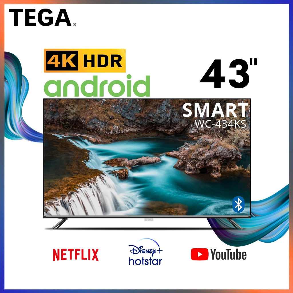 全新 TEGA 43吋 4K 智慧連網液晶電視顯示器 (SMART TV) android tv, WC-434KS