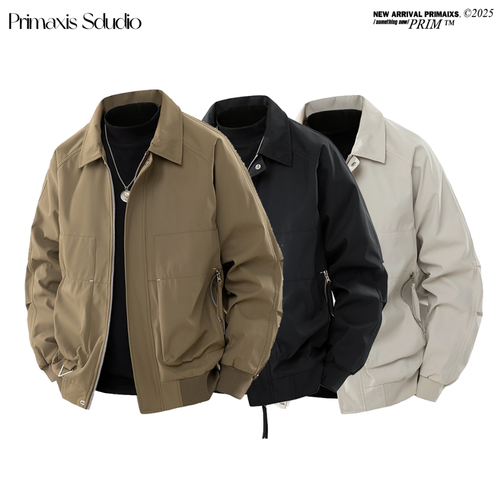 【PRIMAXIS】美式飛行員夾克男 工裝翻領復古休閑外套 素面防風夾克 飛行外套 男生夾克 長袖外套2510