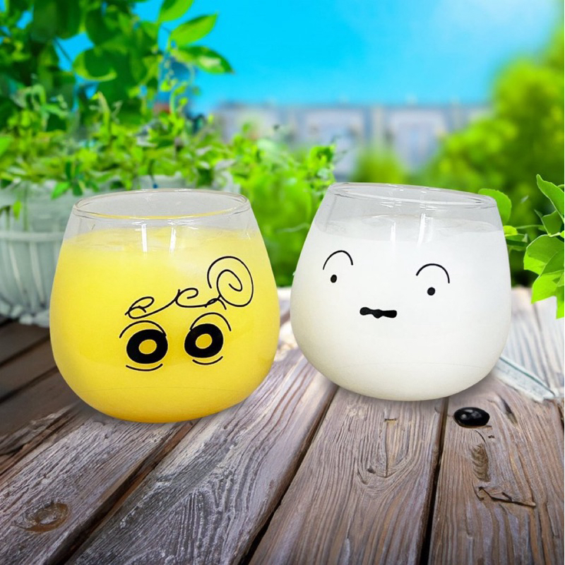 小葵現貨🌻部分現貨⚠️蠟筆小新 玻璃杯 圓杯 小葵 小白 杯子 水杯 造型杯 周邊 週邊 日本 正版 代購
