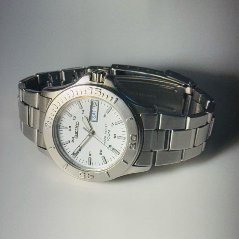 Seiko V743 6A50 Quart 精工古董精鋼石英錶（6A88日期星期顯示功能）