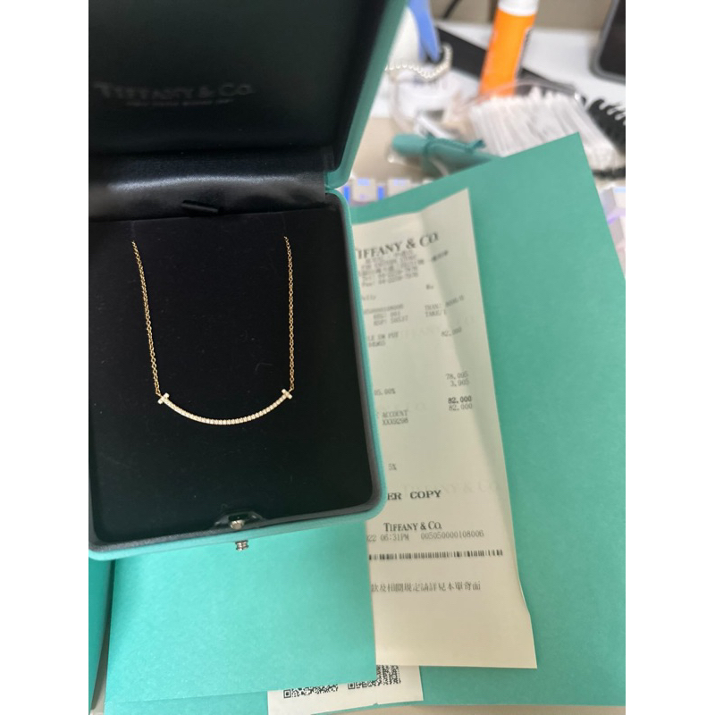Tiffany T Smile 鏈墜 金鑲鑽石