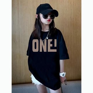 💖純棉 黑白色圓領短袖T恤 男女童上衣 英文文藝韓式印花 新款2025 圓領體恤 夏季百搭男女孩 兒童短袖 貳二五