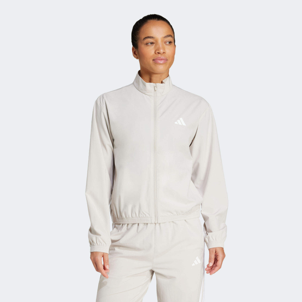 Adidas 愛迪達 TRACK TOP 女 運動立領外套 運動 休閒 灰 JE6173