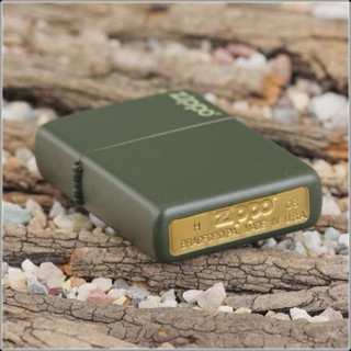 Zippo 軍綠 煤油打火機221ZL禮物 Logo 經典素面 軍綠 烤漆生日