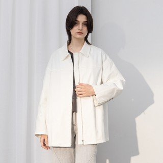 【MASTINA】斜紋幾何剪裁OVERSIZE長袖外套 白 卡 (魅力商品)