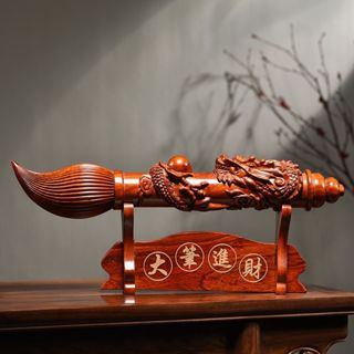 【合雅藝品】【30公分】黑檀木/花梨木 【龍戲珠 文昌筆】筆筆生財 大筆進財