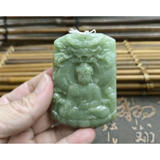 【禾賢行】天然翡翠.緬甸玉.油青豆綠翡翠巧雕-大日如來/神龍護法.手工精雕墬子.項鍊.玉珮.H22120600864