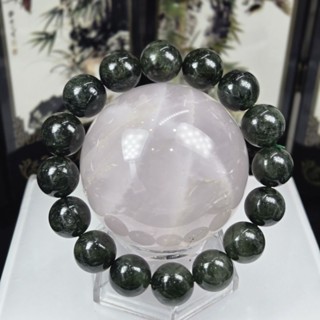 天然綠髮晶 高質綠髮晶手珠 綠體粗髮 深墨綠色13mm手串(招財、助事業)