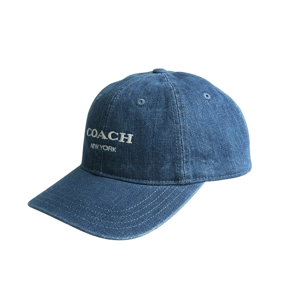 COACH 刺繡標誌棉質棒球帽 (牛仔藍) CAA62 DEN