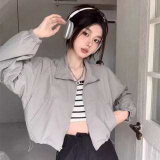 【ⓇⒺⓃⒶ 臺灣現貨馬上出】韓版防曬風衣/寬鬆長袖外套/短款風衣/機車外套/寬鬆外套/防曬/春夏/帥氣【R21936】
