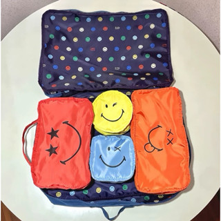 ［星shop] 笑臉 😀smile 印花 便攜 5件套 旅行袋 收納袋 分裝袋
