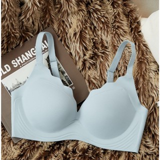 現貨不用等🐬水藍色ins無痕內衣無側軟條超舒服無鋼圈收副乳 S004
