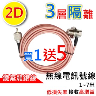 心機X無線 2D無線電訊號線 2D訊號線 2D 鐵氟龍訊號線 銀線 M頭 5米 3-7米 車機 無線電 對講機 重機