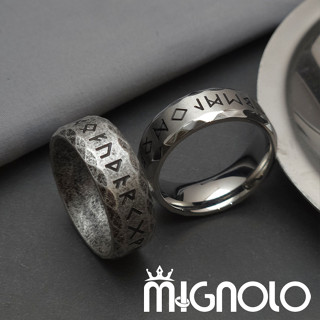 MIGNOLO💫盧恩符文戒指 古銀 做舊 嘻哈戒指 哥德式 復古 泰銀 指環 316L醫療鋼