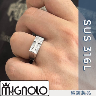 MIGNOLO💫 鐳射光十字架戒指 古銀 做舊 嘻哈戒指 哥德式 復古 泰銀 指環 316L醫療鋼