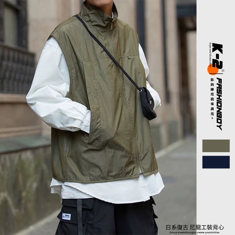 【K-2】CITYBOY 日系復古 尼龍工裝背心 尼龍 背心 穿搭背心 搭配背心 大口袋 馬甲 復古 Y2K【JZ01】