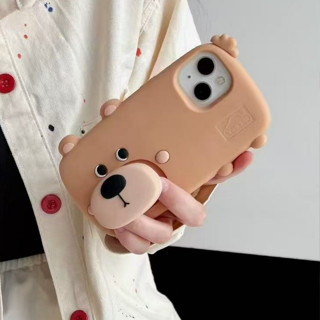 卡通bear支架走地熊蘋果16promax手機殼iphone15矽膠14男女15plus少女防摔13pro小熊防摔保護套