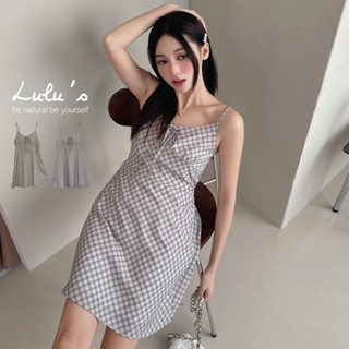 LULUS/細肩菱格胸前綁帶短洋裝２色【A02250025】少女 格紋 250319