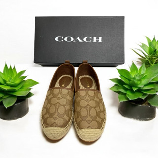 ［全新正品］🔥新品現貨🔥蔻馳COACH 草編鞋 老花鞋 滿版COACH亞麻鞋 懶人鞋 漁夫鞋 休閒鞋 平底鞋