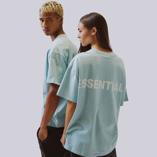 免運 Fear of god essentials 背後反光LOGO印花短袖 粉藍 FOG短袖 情侶上衣