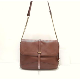 FOSSIL Edelyn 專櫃 咖啡色 牛皮 鏈帶 方包 斜/側/肩/斜跨背 SHB2846210