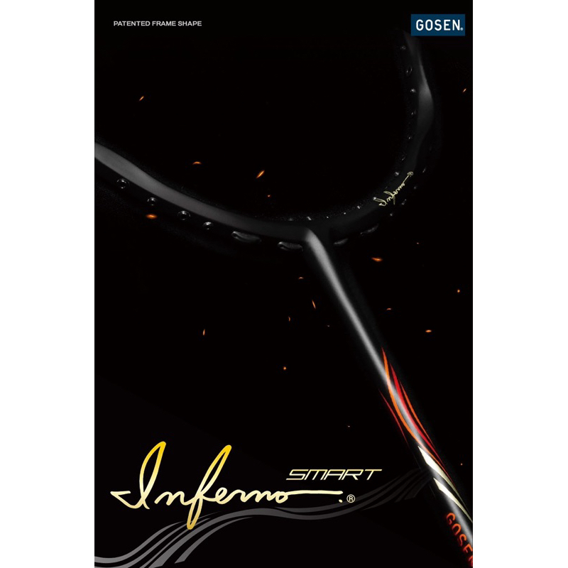 限量新拍 (羽球世家) GOSEN 極致黑金 羽球拍 INFERNO SMART 螺旋羽球拍 4U 細握柄G6