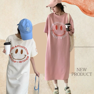 ❥空氣棉刺繡微笑長版T〔4色〕❥春夏隔日到貨韓版女裝新款 韓版INS韓系女裝 長版T 孕婦裝 孕婦洋裝 長版上衣 微笑