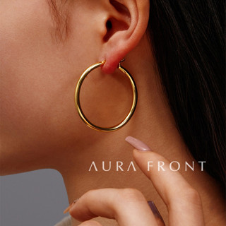 【Aura Front】經典圓圈耳環 S925純銀 歐美現代風格 臺灣現貨 禮盒包裝