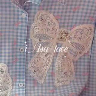 《iAsa愛莎の》手作材料✂本白色釘珠片毛線蝴蝶結刺繡布貼手作DIY服裝上衣牛仔襯衫補丁裝飾輔料