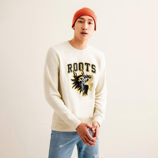 Roots 男裝-舞龍新春系列 毛圈布圓領上衣-杏仁奶白 尺寸M