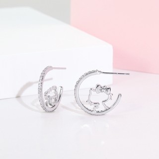 STORY故事銀飾-可愛DNA系列-Hello Kitty晶鑽造型耳環