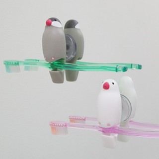 現貨【守夜鴞】日本 Hashy 文鳥 牙刷座 白文鳥 黑文鳥 牙刷架 可愛 鳥類 牙刷收納 生活小物 浴廁用品