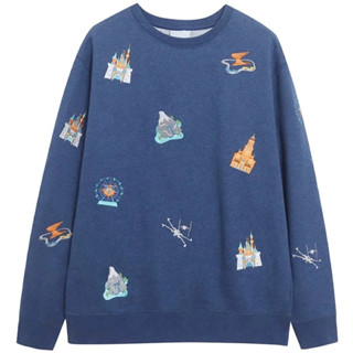 🌟正品🌟稀有💙Disney 迪士尼 大學T 整件精緻刺繡 公主城堡 Mickey米奇摩天輪 上衣 全新現貨