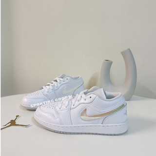 S.G Air Jordan 1 Low GS Glitter Swoosh FQ9112-100 彩雲 白 大童 女