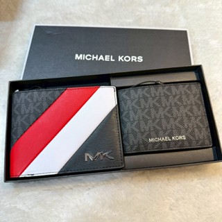 (2色可選)(Little bee小蜜蜂精品) MICHAEL KORS MK 1+1禮盒組 半滿版 短夾+卡片夾