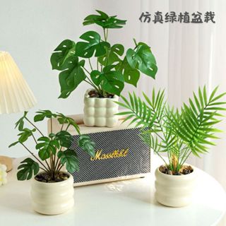 🪴模擬綠植盆栽🪴仿真花盆栽 迷你盆栽 造型花瓶 人造花 龜背葉 辦公室盆栽 桌面擺件 馬蹄蓮 綠植裝飾 室內盆栽 假盆栽
